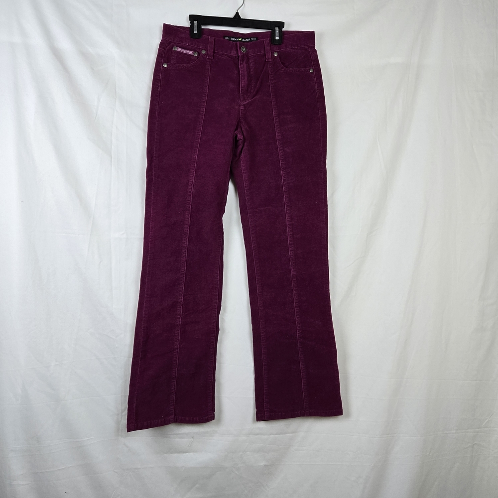 DKNY Women's Pink Purple Corduroy Straight Leg 5 Pocket Retro‎ Pants 10 Vintage